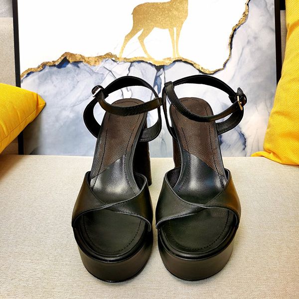 

fashion luxury women chunky stiletto high heel peep toe patchwork sandals patent leather ladies waterproof platform patent leather, Black
