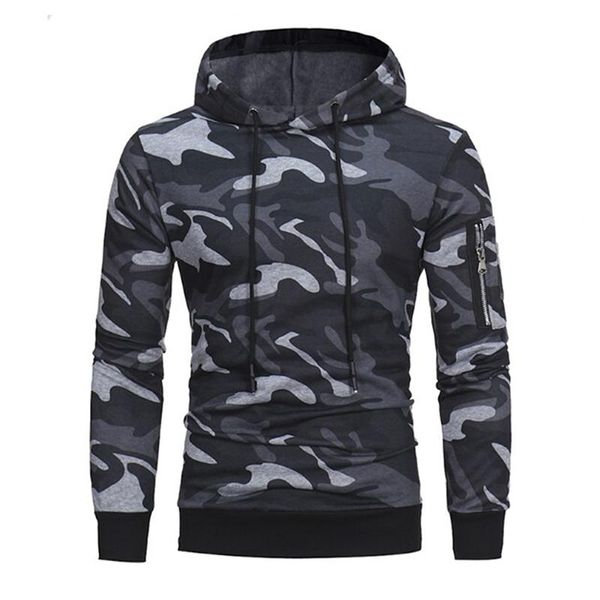 

plue size 3xl men's camouflage hoodies running t-shirts male hooded running t-shirts side zipper men fitness sportswear hoodies, Black;blue