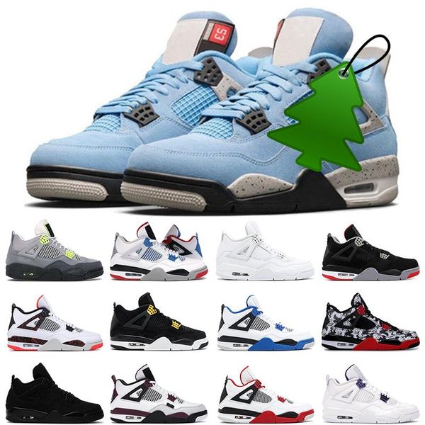 

2023 high boots trainers 4 4s university blue men basketball shoes jumpman court purple fired red bred what the flight nostalgia tattoo spor, Black