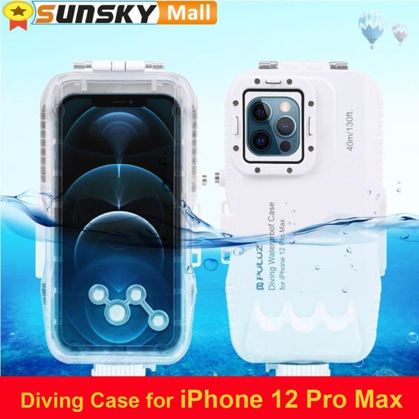 cell phone pouches puluz 40m/130ft waterproof diving case for 12 pro max, po video taking underwater housing cover