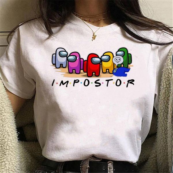

new game among us t shirt women kawaii summer cartoon graphic tees funny harajuku t-shirt fashion tshirt female, White