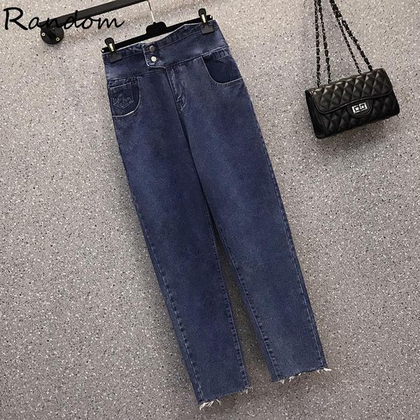 

women's jeans plus size l-4xl mom women high waist casual streetwear denim trousers vintage tassel blue pants femable bottom 2021 trend