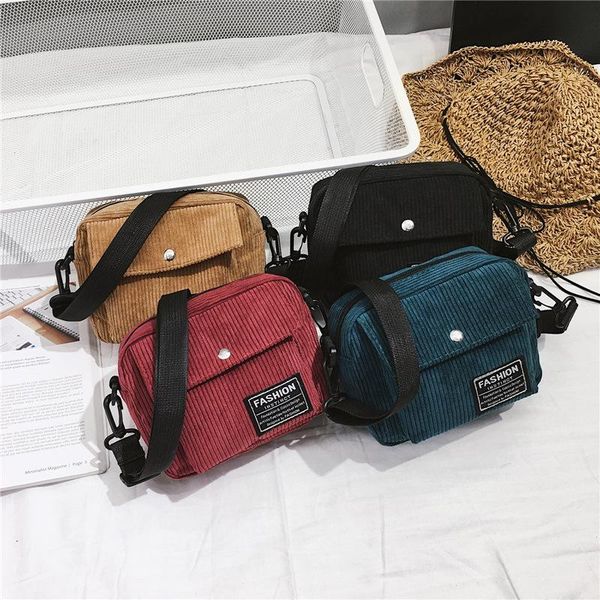 

shoulder bags women canvas single messenger bag small square corduroy les sacs des femmes
