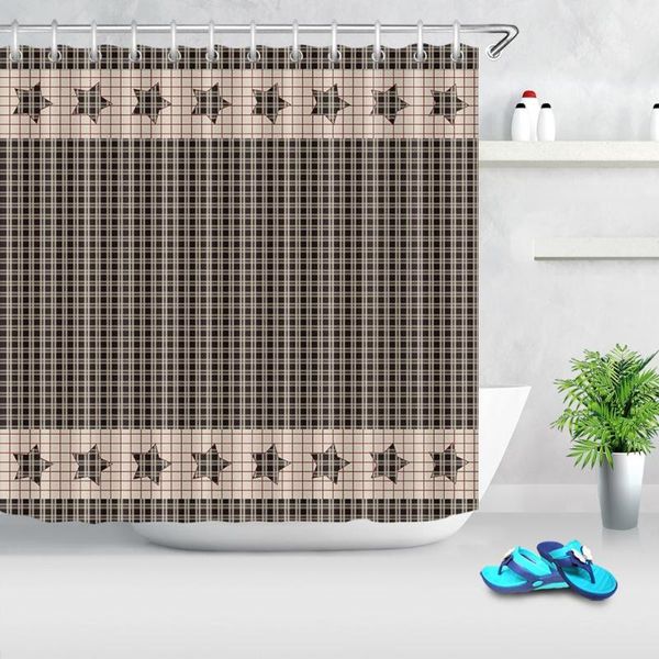 

shower curtains five-pointed star curtain nordic plaid stripes bath pentagram fabric bathroom with hooks home decor