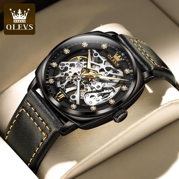 

wristwatches brand watch wine barrel punk hollow out fully automatic mechanical men's 2021 design, Slivery;brown
