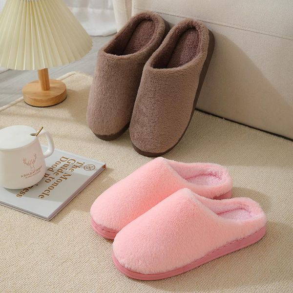 

slippers winter women faux fur warm furry cotton female plush flat house comfortable indoor shoes footwear zapatillas casa mujer, Black