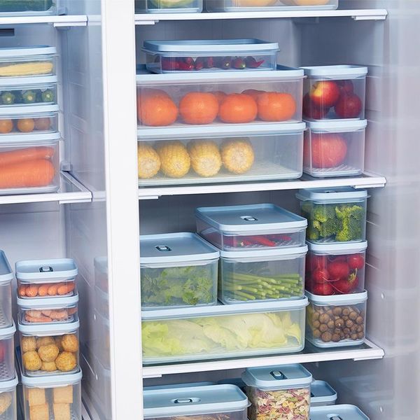

storage bottles & jars refrigerator fresh-keeping box with draining transparent sealed for kitchen miscellaneous grains