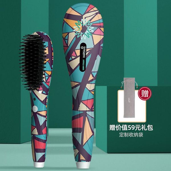 

electric hair brushes portable lazy lady splint curling iron double-duty brush straightener anti-scald care anion straightening comb