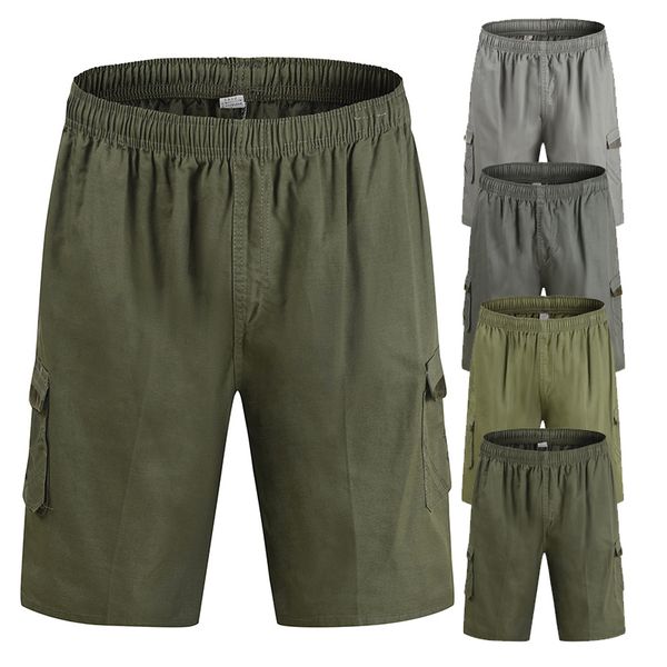 

men's pants summer trend rope fashion multi pocket tooling shorts, Black