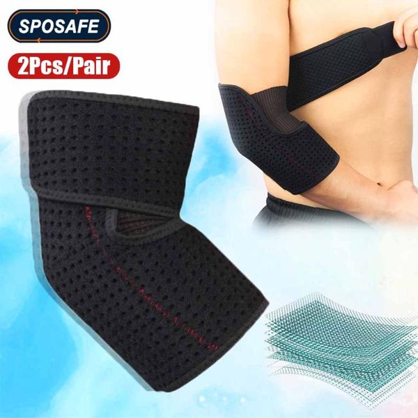 

2pcs sports compression elbow support brace adjustable training elbow wrap arm band for golfer, bursitis, tendonitis, joint pain, Black;gray