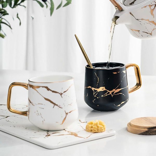 

mugs coffee matte luxury nordic marble water cafe tea milk cups condensed ceramic cup saucer suit with dish spoon