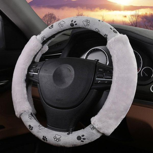 

steering wheel covers car cover auto steering-wheel suitable car-styling cute plush winter accessories