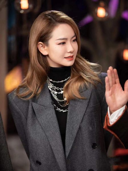 

women's suits & blazers 2021 autumn and winter solid color double-breasted wool suit jacket, White;black