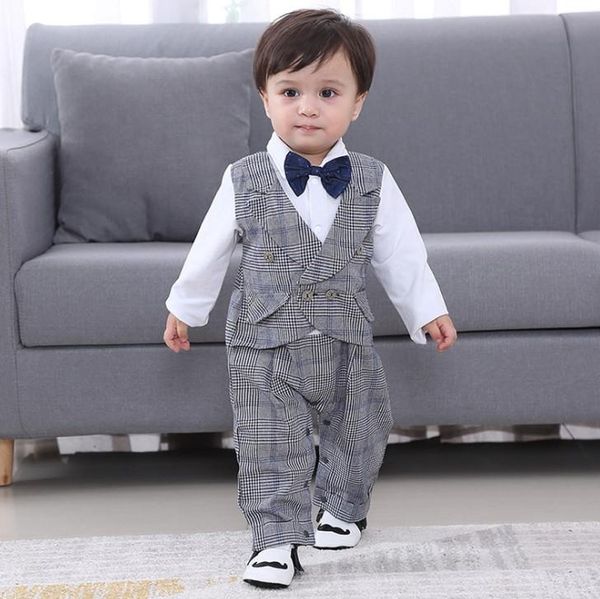 

jumpsuits baby boy romper suit/long sleeves false two pieces boy's 3372, Blue