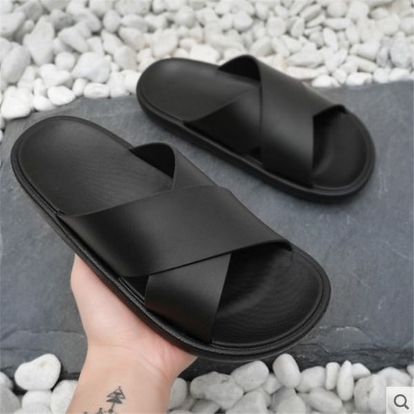 

men's for men summer slippers non-slip soft beach slides flats shoes women man slipper outdoor footwear, Black