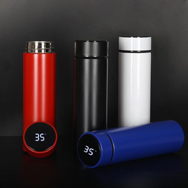 

water bottles 500ml smart insulation cup bottle digital temperature display stainless steel thermal mugs intelligent cups