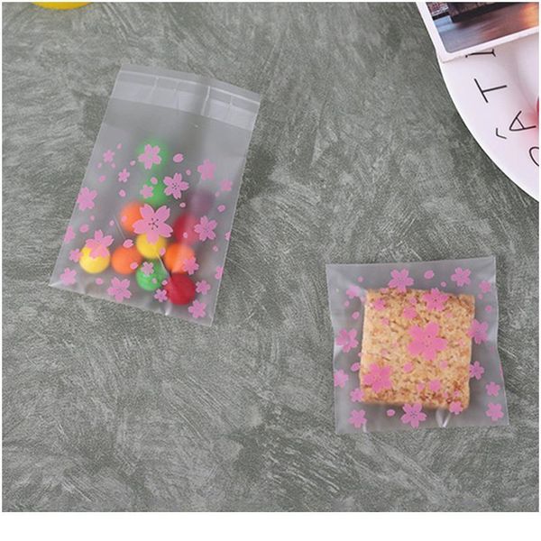 

100pcs plastic gift packing bag candy biscuits bread baking cookies self-adhesive flower bag for wedding birthday par jllpwv