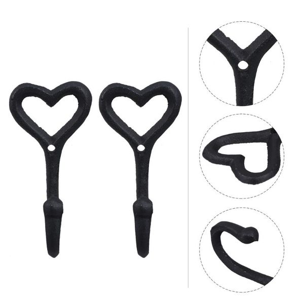 

hooks & rails 2pcs heart wall iron coat decorative for hanging coats