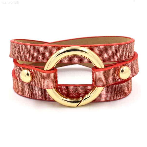 

luxury 2021 pearl pu multi-layer color imitation leather simple fashion alloy ring for designer jewelrymen bracelets, Golden;silver