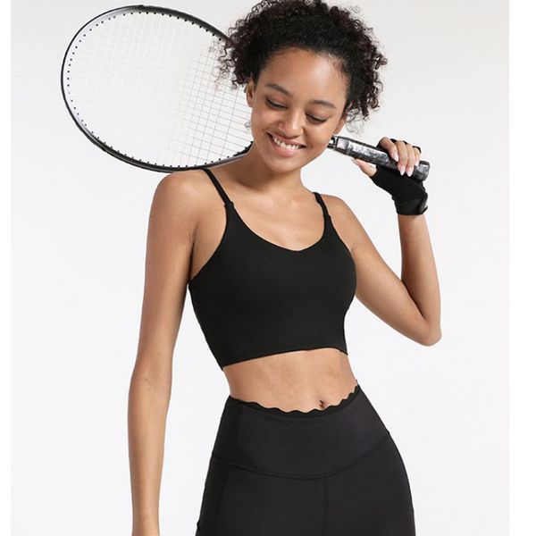 

2021 elegant low-cut v strapless push-up comfy sports bra ladies vest halter gym yoga upper bralette underwear seamless xzgp, Red;black