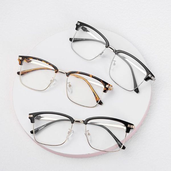 

sunglasses titanium glasses frame, anti-blue square half plastic, ultra-light, computer optics fashion, White;black