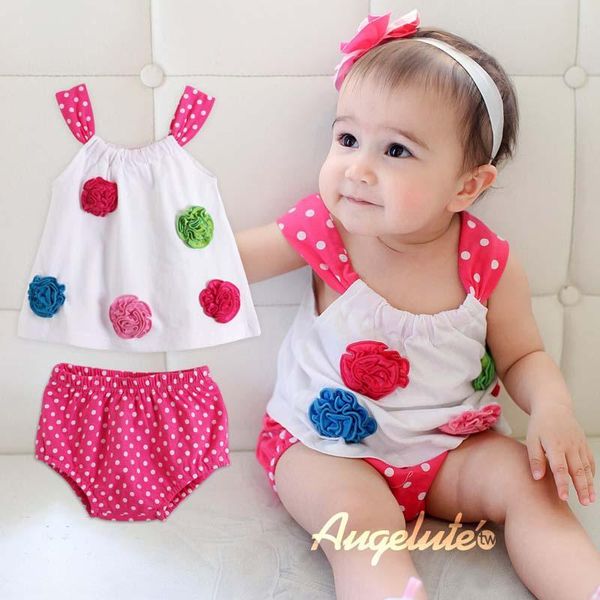 

clothing sets summer cotton baby girls suits flower tank +shorts 2pcs/set infant clothes born outfits z209, White