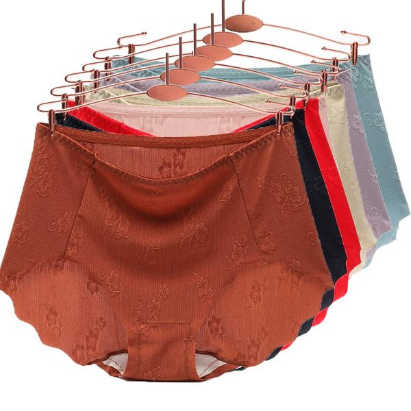 

women's panties women embroidery ice silk seamless underwear female lingerie breathable comfort briefs big size underpant, Black;pink