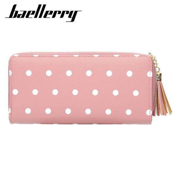 

baellerry womens wallet cute dot long hand bag multi function zipper tassel mobile phone bag women purses carteras, Red;black