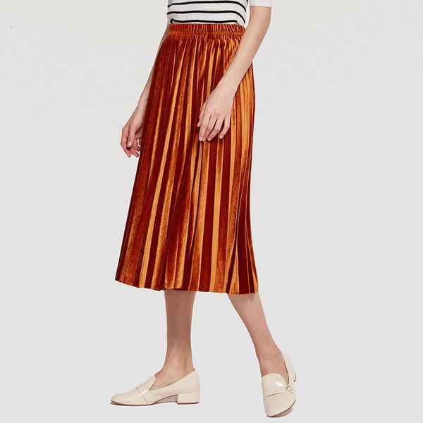 

2021 spring summer women long maxi pleated skirts midi high waist elastic casual party skirt vintage nqky, Black