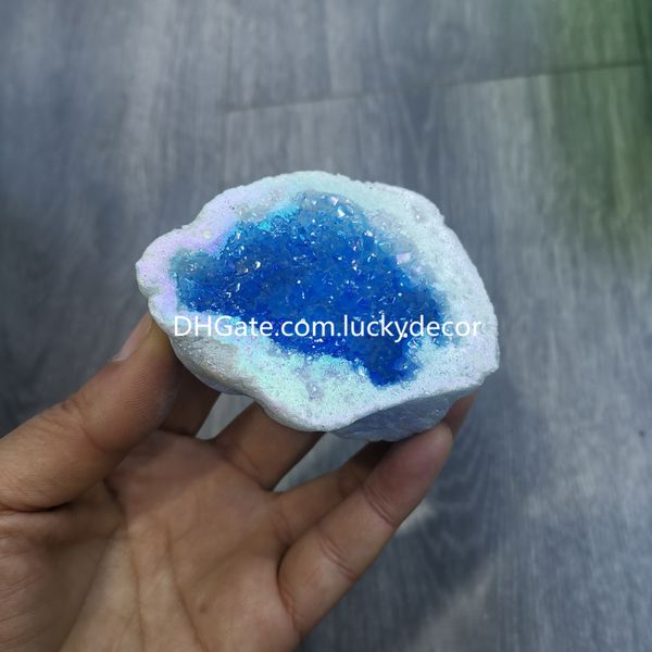 800G Титановое покрытие с разделением Druzy Drusy Quartz Druze Agate желает пещерный кристалл Geode Mineral Rock Gemstone образец натурального заживления камень сырье