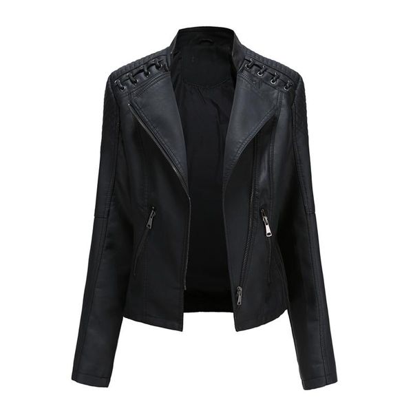 

women's leather & faux jacket coat winter women asymmetric zip jackets 2021, Black
