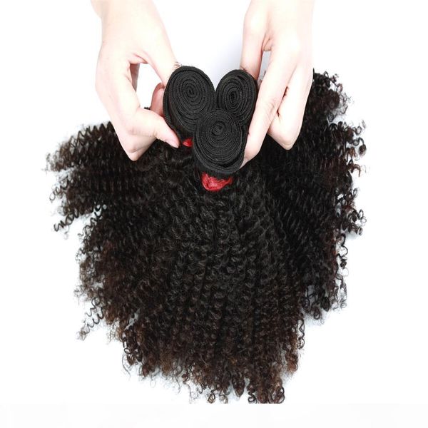 

9a afro kinky curly hair extension 3 bundles or 4 bundles brazilian indian malaysian 100% virgin human hair natural color 8-28inch, Black