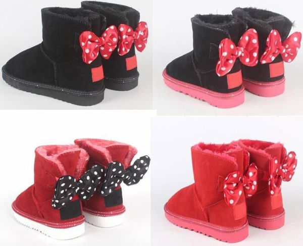 2022 Baby Snow Boots Mice персонаж Снежные ботинки для малышей пинетки для детей детские натуральные кожаные ботинки для детской зимой Shoeseur 21-34
