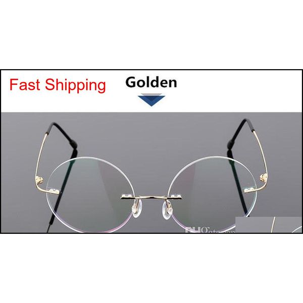 

steve jobs style alloy rimless optical prescription glasses frame round clear lens glass qylxyt bdetoys, Blue