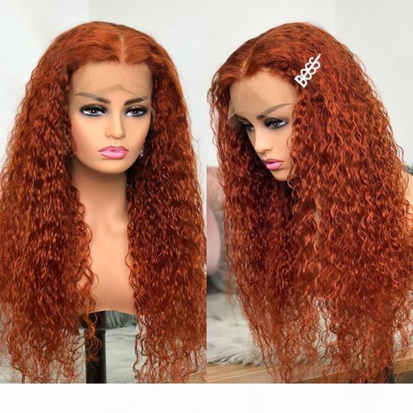 

orange ginger color wigs curly lace front wig #350 brazilian lace front human hair wigs for black women deep curly wig remy hair, Black;brown