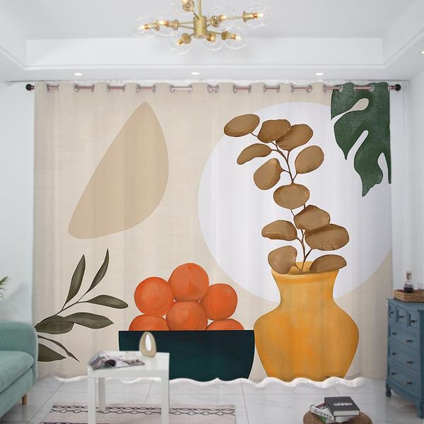 

curtain & drapes nordic blackout curtains for living room bedroom window plants leaves sun printed blinds thermal insulating