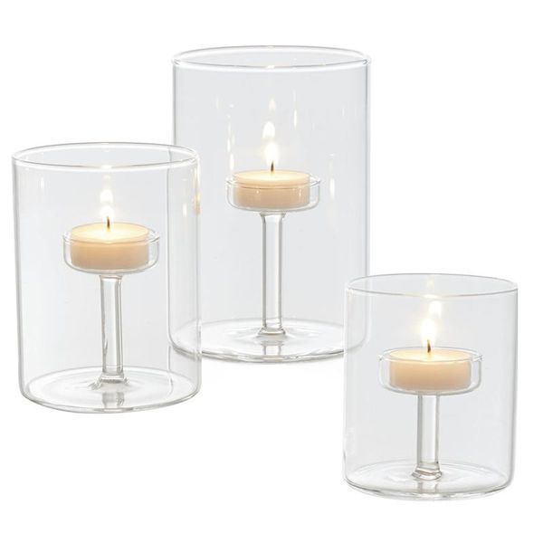 

modern clear glass candlestick matching cup candle holders wedding centerpieces candlelight dinner props home decoration