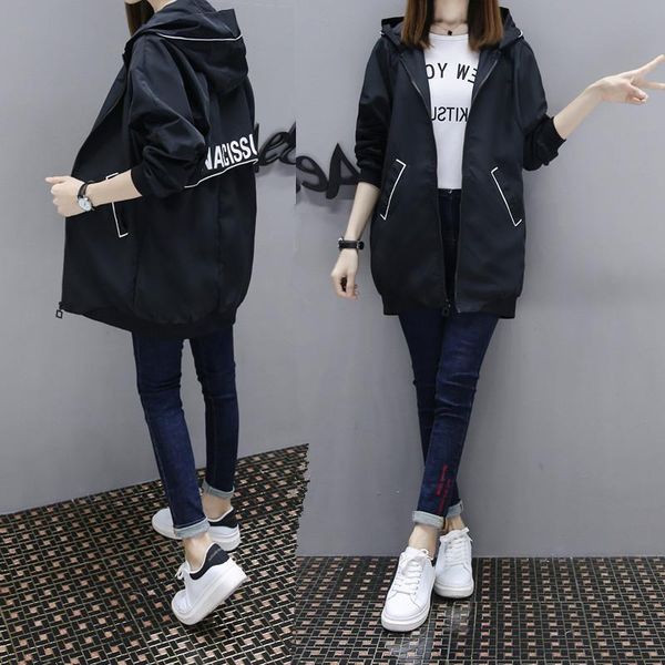 

women's trench coats 2021 fashion long for women spring autumn windbreaker outerwear female hooded, Tan;black