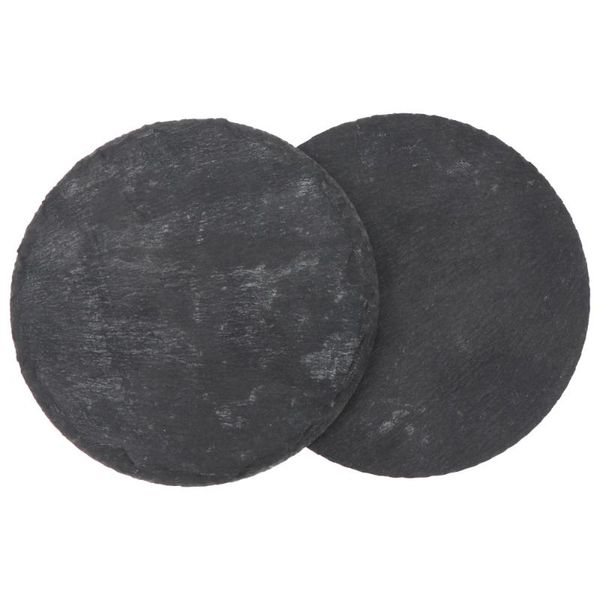 

mats & pads 2pcs black slate stone coasters round cup for kitchen home