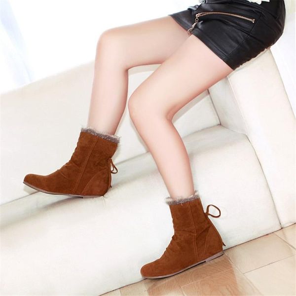 

boots ankle women 2021 fashion winter warm fur snow leisure ladies cute student shoes women's flats soft bottom, Black