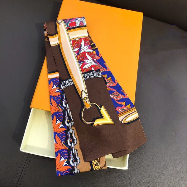 

2022 classic handbag scarf headbands women letter flower silk scraves bandeaux bag hair, Blue;gray
