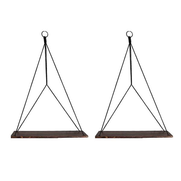 

hooks & rails 2pcs home decor retro sling rope hanging multifunctional for storage indoor outdoor floating shelves plant shelf wall mounted