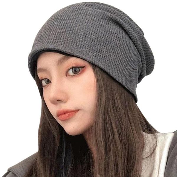 

beanie/skull caps fashion autumn winter cotton beanie plus velvet knitted warm casual all-matching cap for outdoor activities, Blue;gray