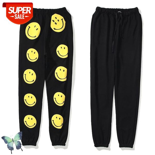 

kapital the smiley face logo printing sweatpants men women flame smiley three-dimensional relief printing trousers #3r0l, Black