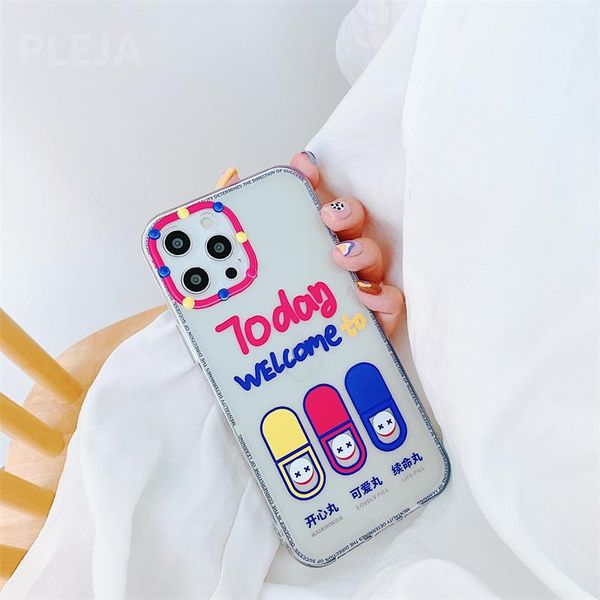 

cell phone pouches cute cartoon pattern mobile case for 12 mini 11 pro max 7 8 plus x xr xs transparent silicone protective