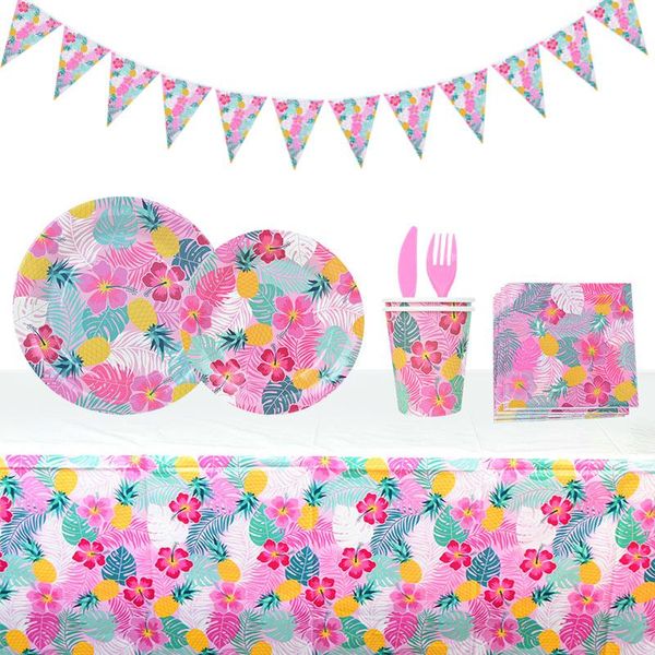 

disposable dinnerware hawaii flower tableware paper plate cup napkin tablecloth wedding birthday party baby shower supply