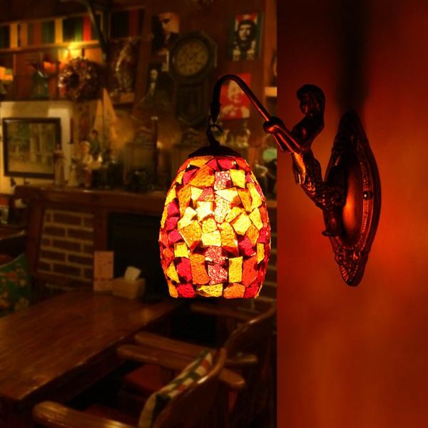 

wall lamp tiffany colorful nordic vintage iron crystal led bohemian bedroom