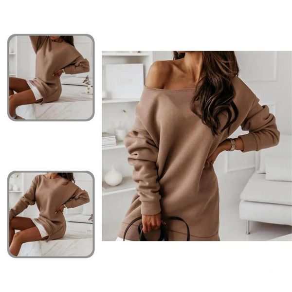 

casual dresses loose dress simple contrast color patchwork fake two piece sweatshirt stretchy women, Black;gray