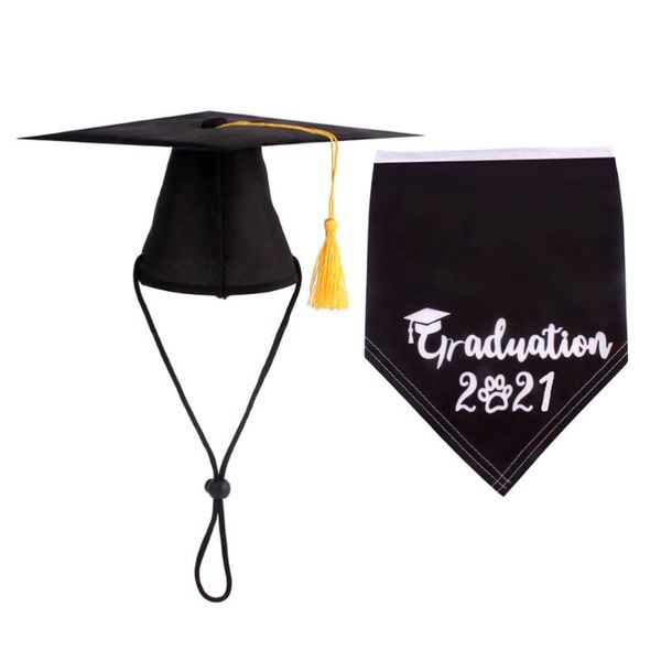 

party hats 2 pcs pet graduation outfits dog caps saliva towel