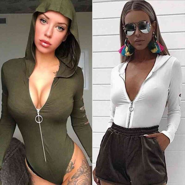 

side hole women jumpsuits long sleeve solid zip up slim hoodies casual ladies bodysuit jumpsuit autumn, Black;white